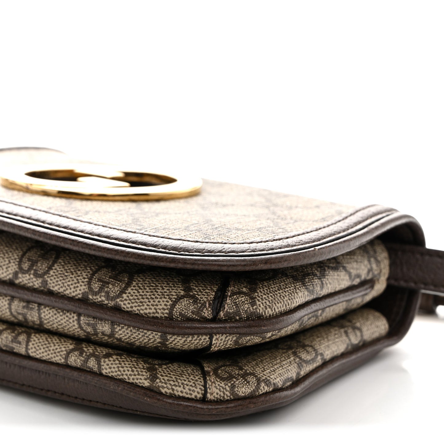 GG Supreme Monogram Textured Dollar Calfskin Mini Blondie Chain Shoulder Flap Bag Beige Ebony New Acero