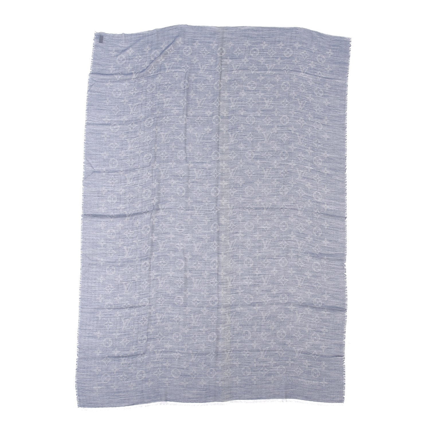 Louis Vuitton Wool Cotton Silk Daily Monogram Stole Denim 2 of 4