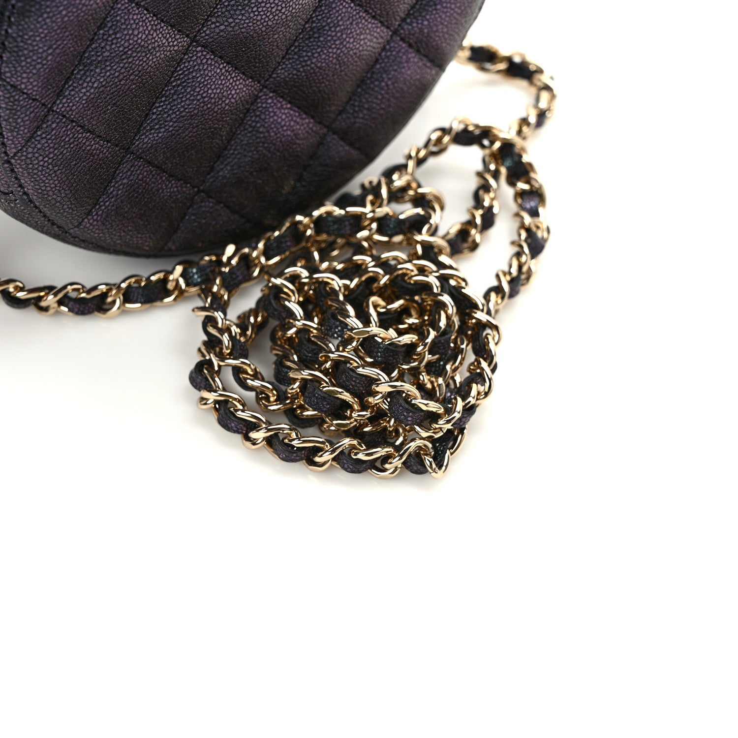Chanel Iridescent Caviar Quilted Round Clutch With Chain Black 13 of 14