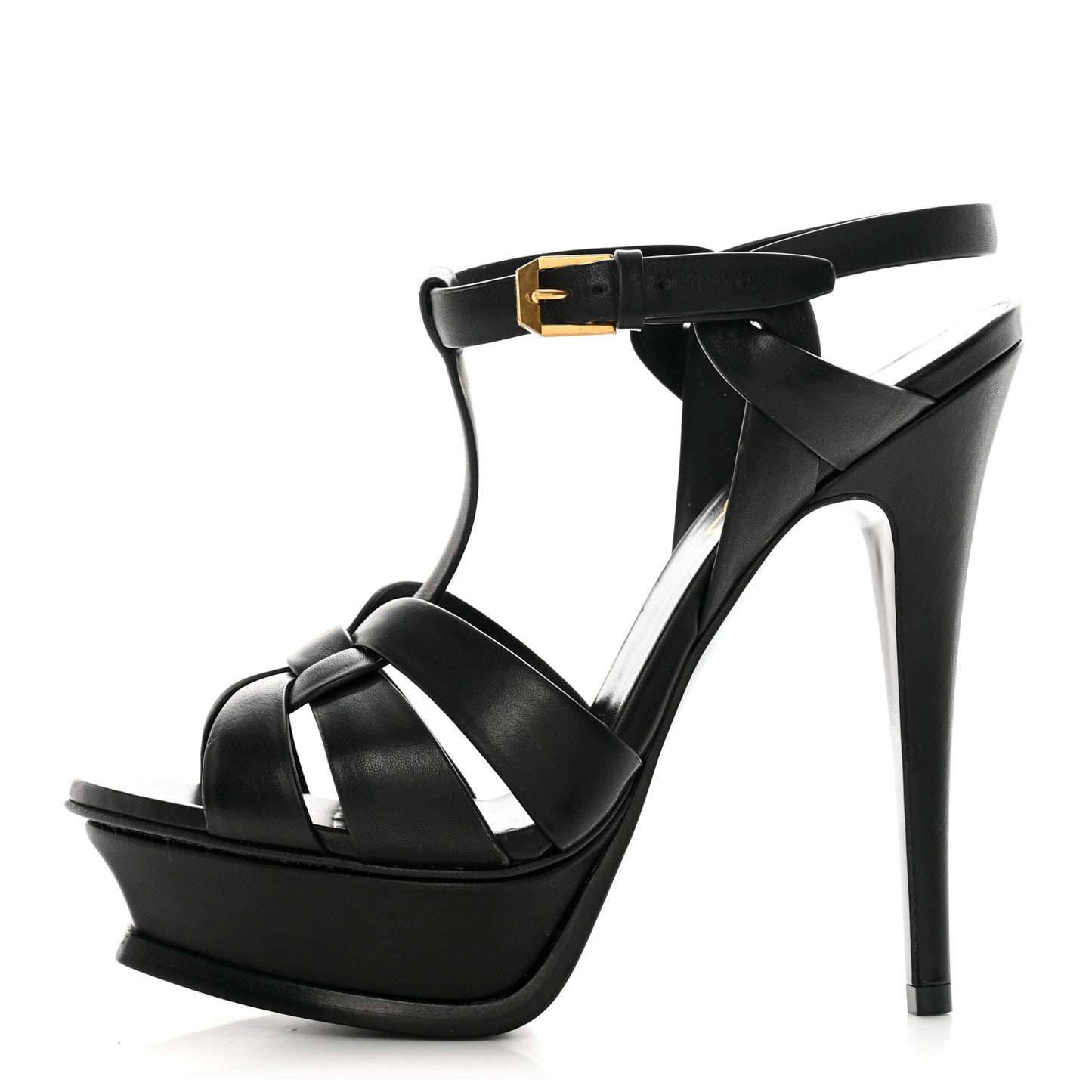 Calfskin Tribute 105 Platform Sandals 36 Black