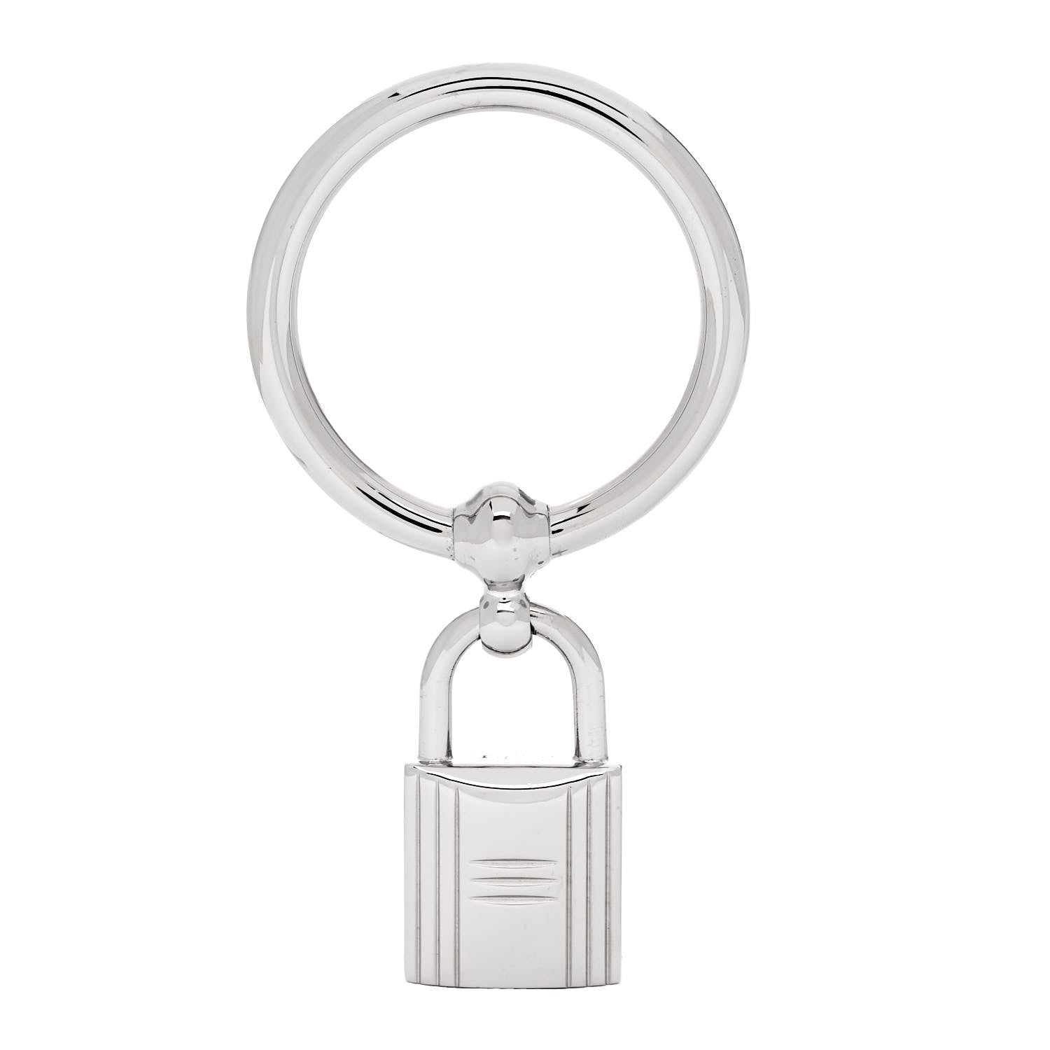 Hermes Palladium Loop Charms Cadenas Scarf Ring Silver 1 of 3