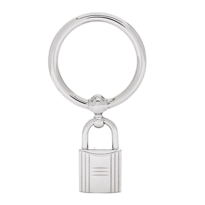 Hermes Palladium Loop Charms Cadenas Scarf Ring Silver 1 of 3