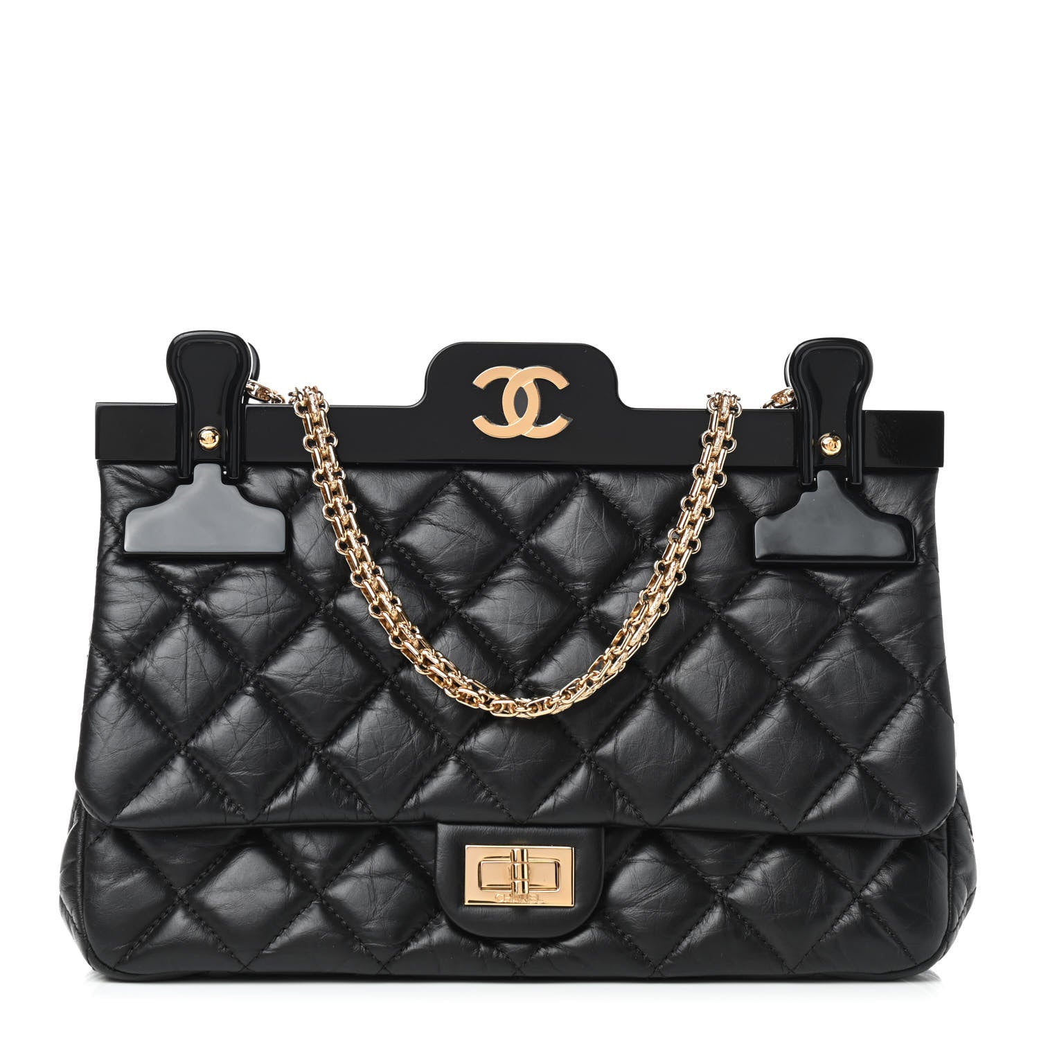 Chanel Aged Calfskin Quilted 2.55 Reissue 225 Hanger Flap Black 1 of 8