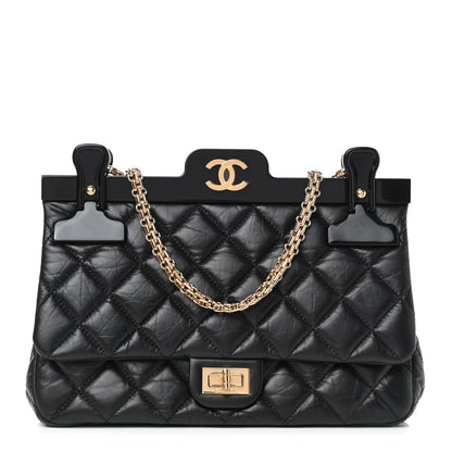 Chanel Aged Calfskin Quilted 2.55 Reissue 225 Hanger Flap Black 1 of 8