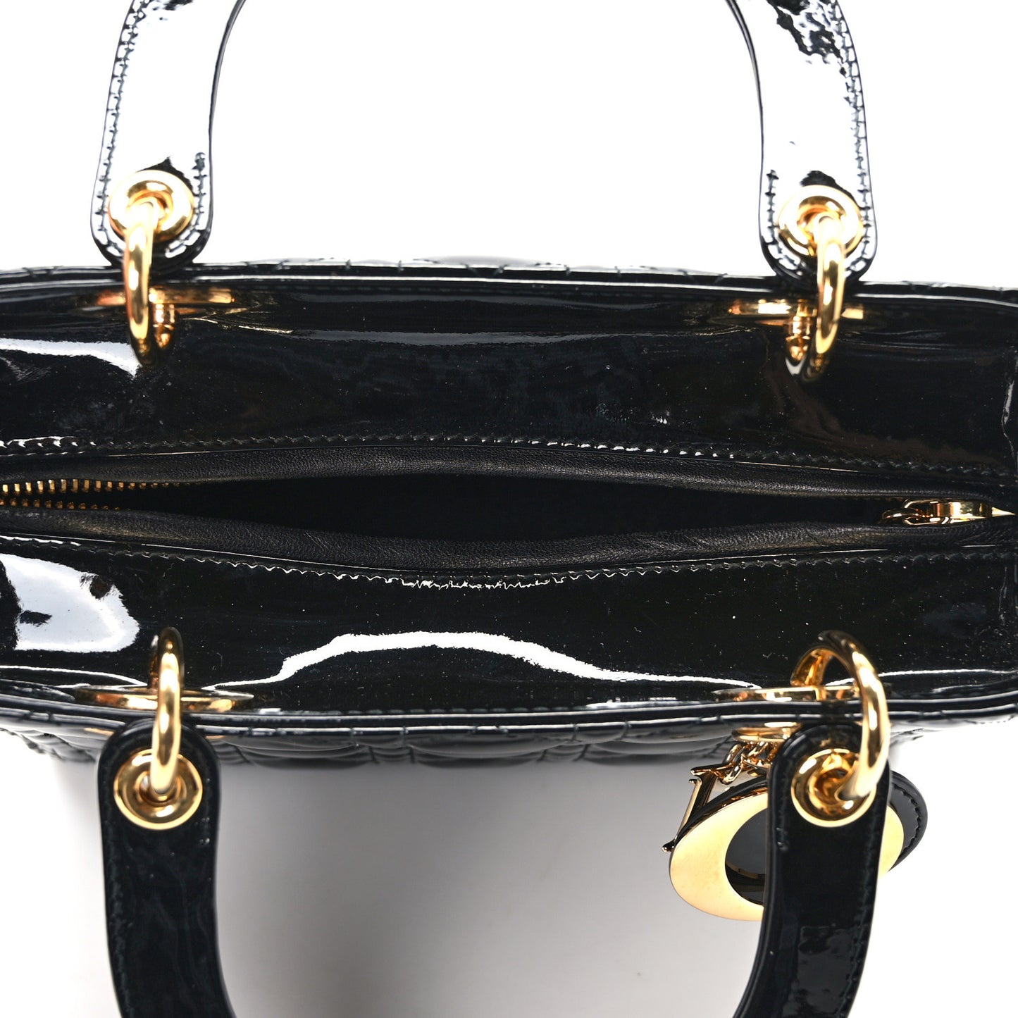 Patent Cannage Medium Lady Dior Black