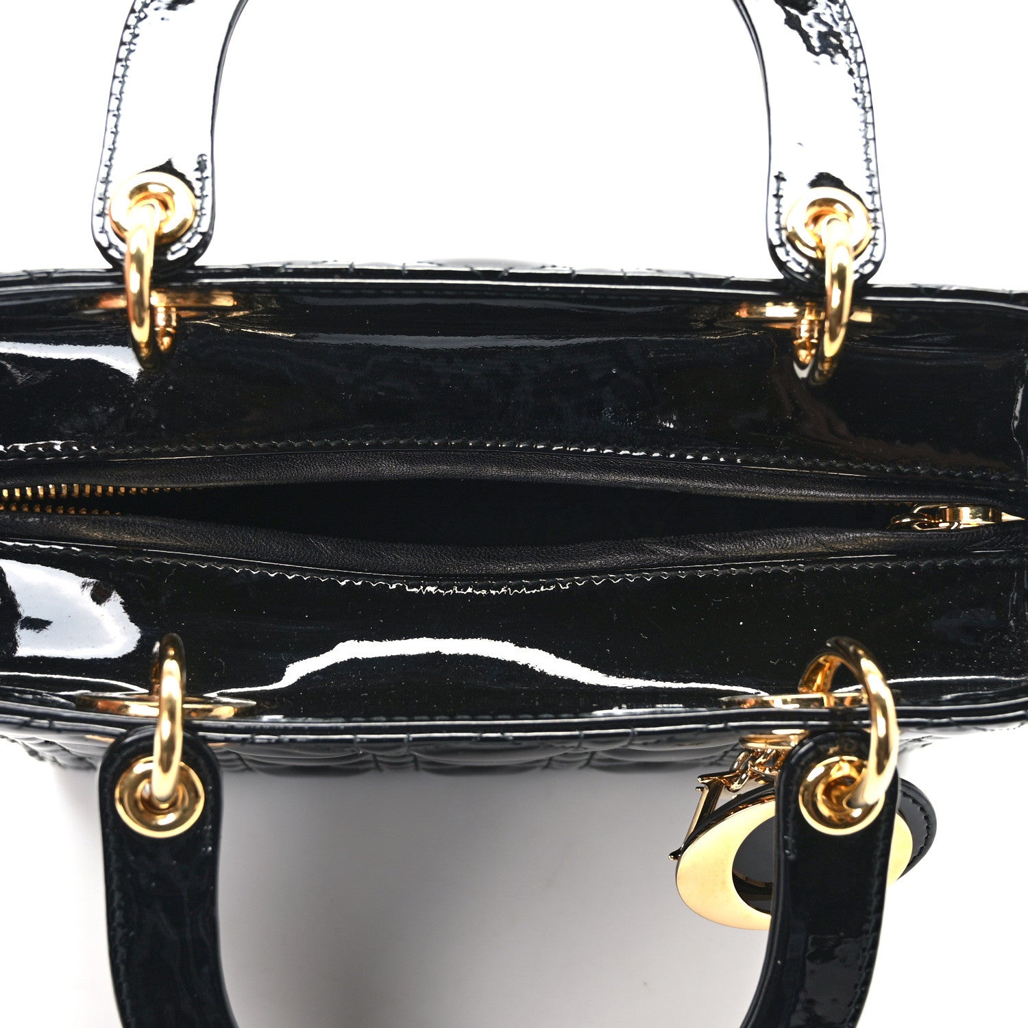 Christian Dior Patent Cannage Medium Lady Dior Black 5 of 12