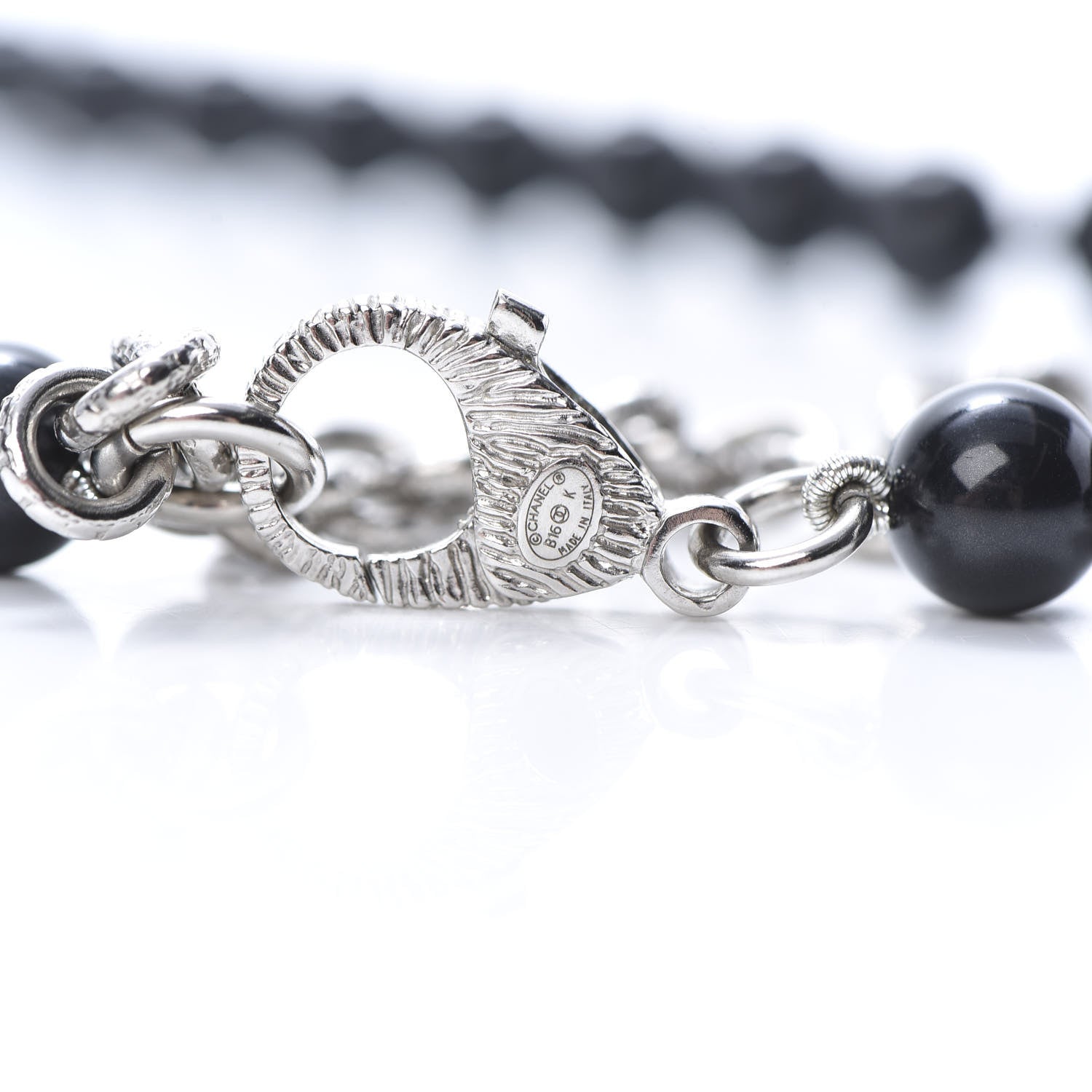Chanel Ruthenium Baguette Crystal CC Beaded Long Necklace Black 5 of 5