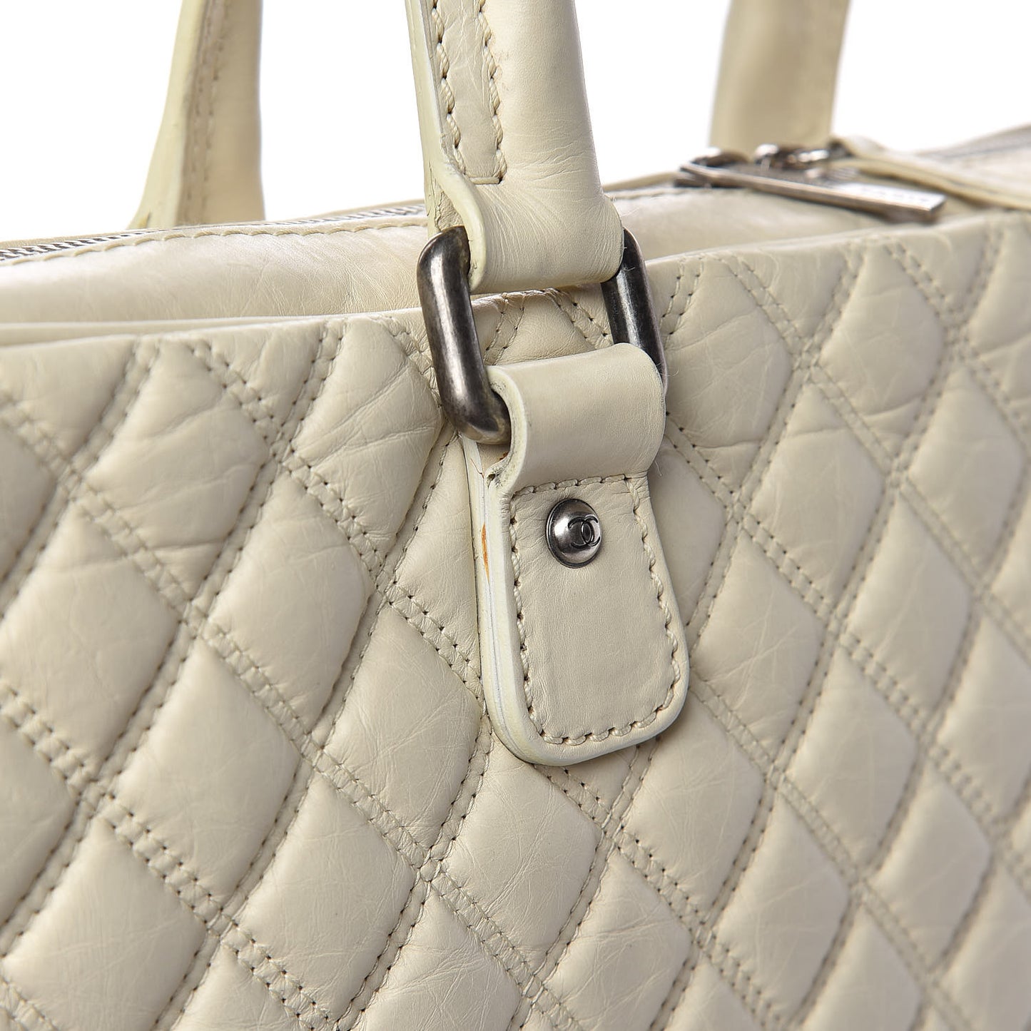 Aged Calfskin Quilted Paris New York PNY Laptop Bag Ivory