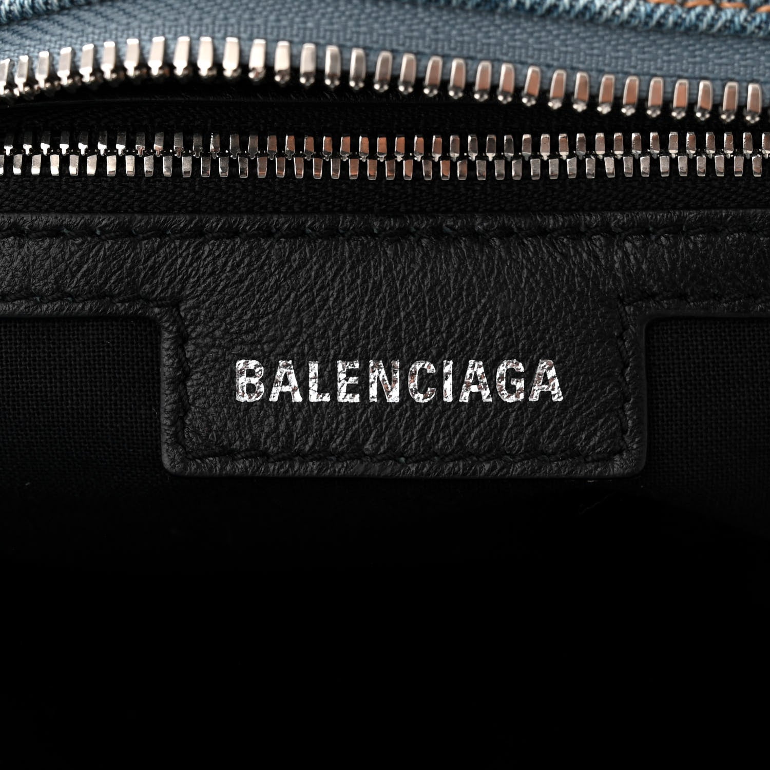 Balenciaga Washed Frayed Denim Crystal Neo Cagole City Handbag Blue 6 of 11