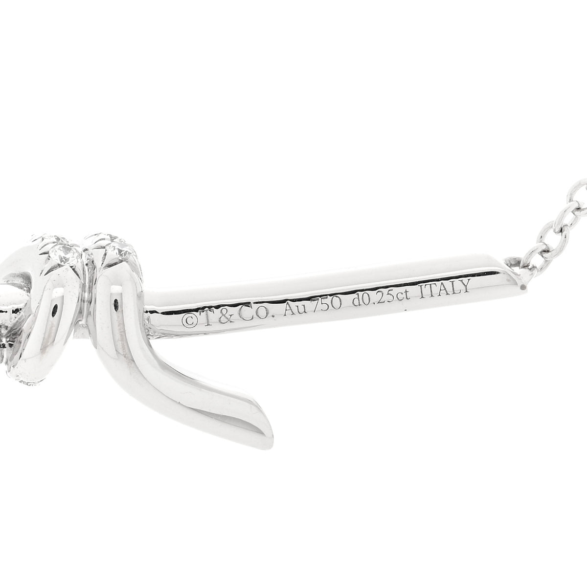 18K White Gold Diamond Knot Pave Necklace