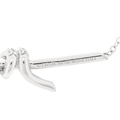 Tiffany 18K White Gold Diamond Knot Pave Necklace 4 of 5