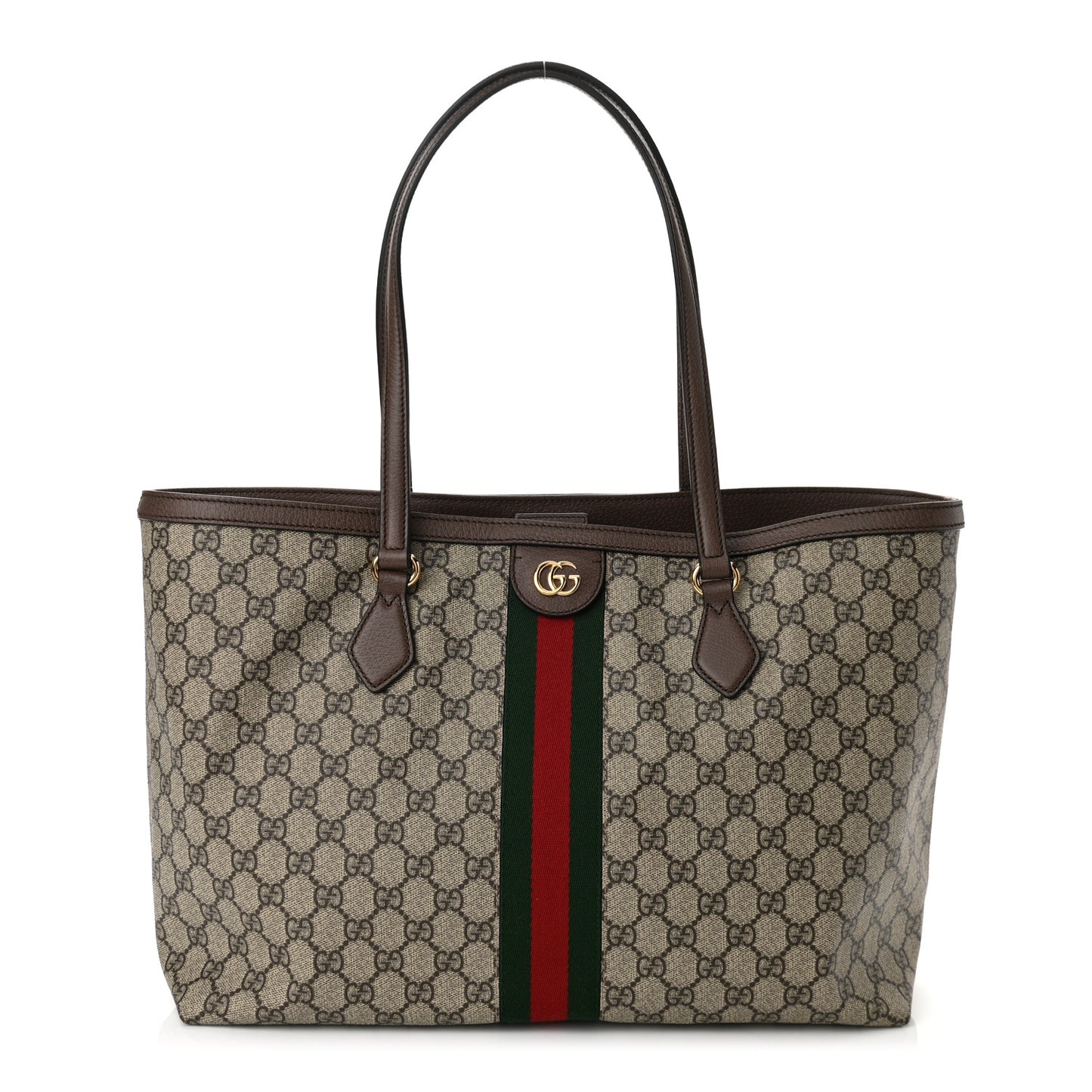 GG Supreme Monogram Medium Ophidia Shopping Tote Brown