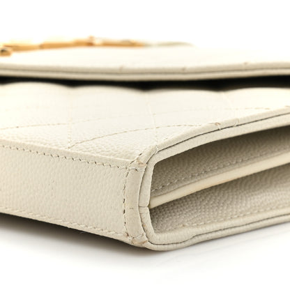 Saint Laurent Grain De Poudre Mixed Matelasse Triquilt Monogram Chain Wallet Blanc Vintage 9 of 15