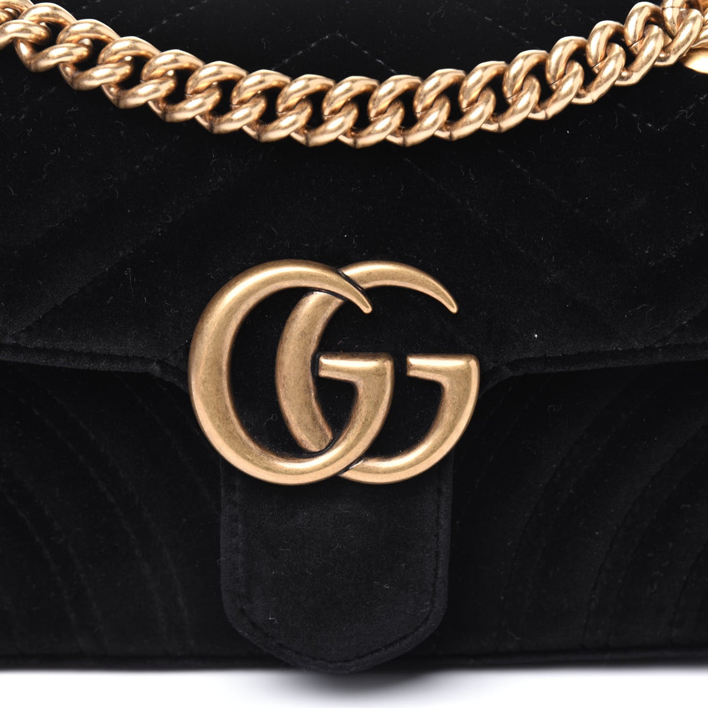 Velvet Matelasse Mini GG Marmont Shoulder Bag Black