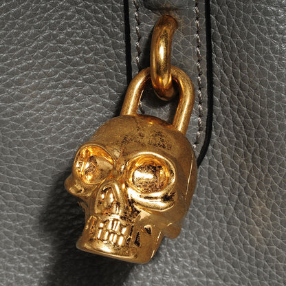 Alexander McQueen Pebbled Calfskin Skull Padlock Zip Around Tote Grey 6 of 9
