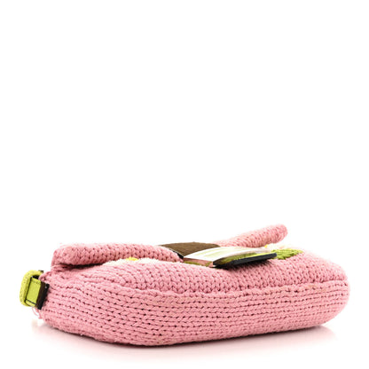 Fendi Woven Knit Floral Baguette Pink 4 of 13
