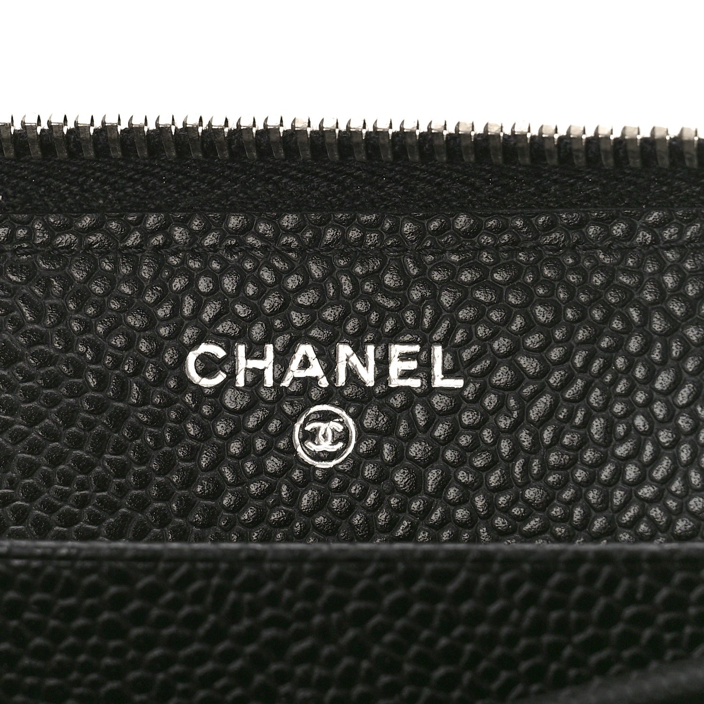 Iridescent Caviar Quilted Long Zip Around Wallet Black
