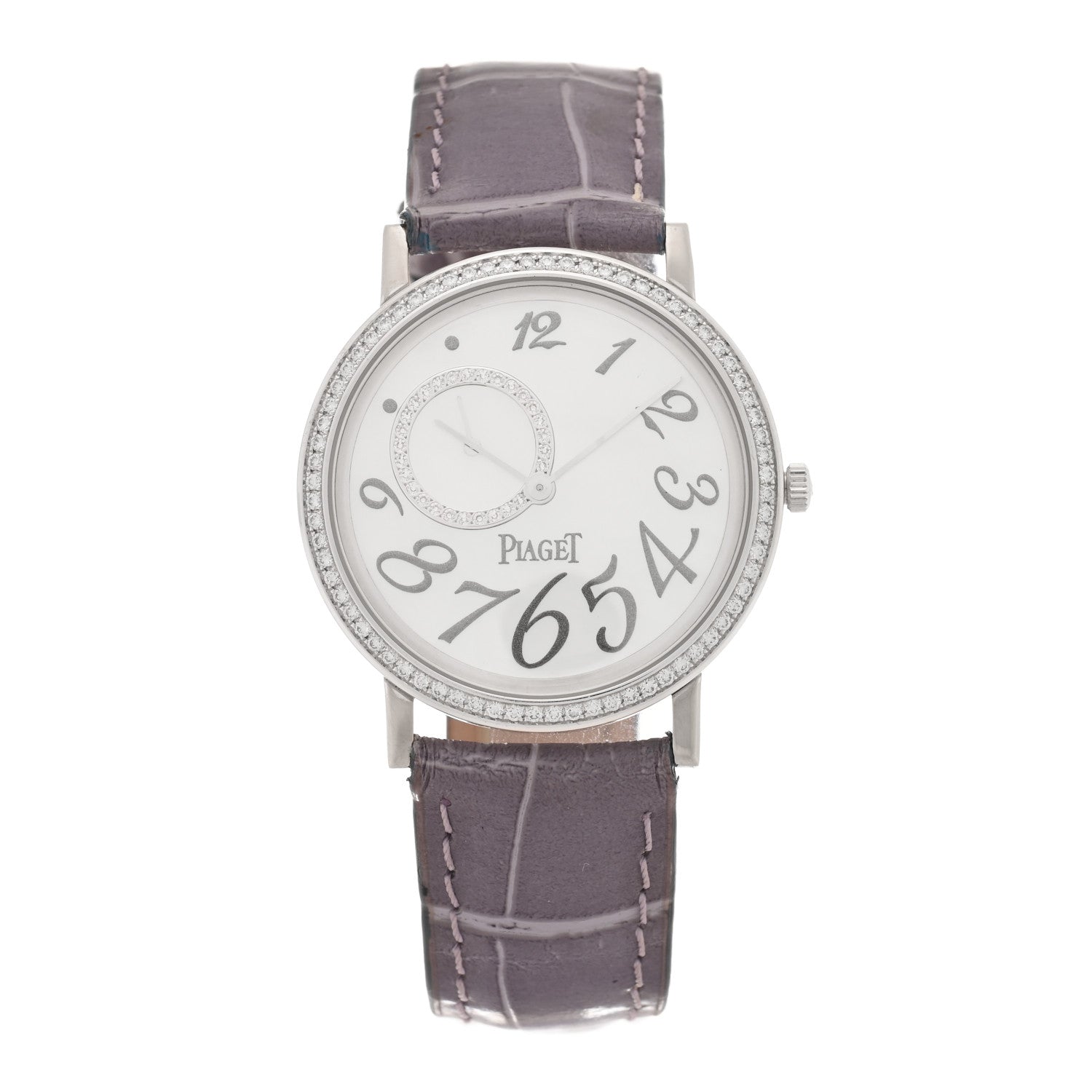 Piaget 18K White Gold Alligator Diamond Bezel Mother of Pearl 34mm Altiplano Manual Winding Watch 2 of 8