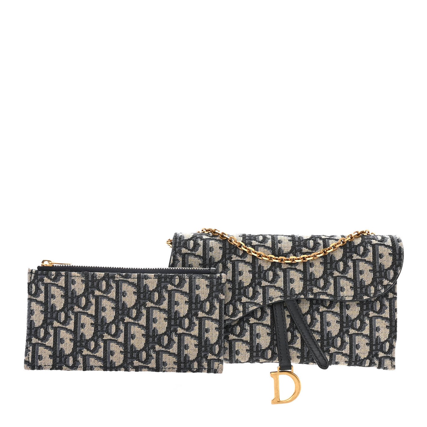 Oblique Saddle Chain Long Wallet Blue