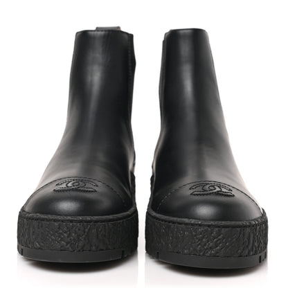 Chanel Calfskin Cap Toe CC Ankle Boots 37 Black 2 of 10