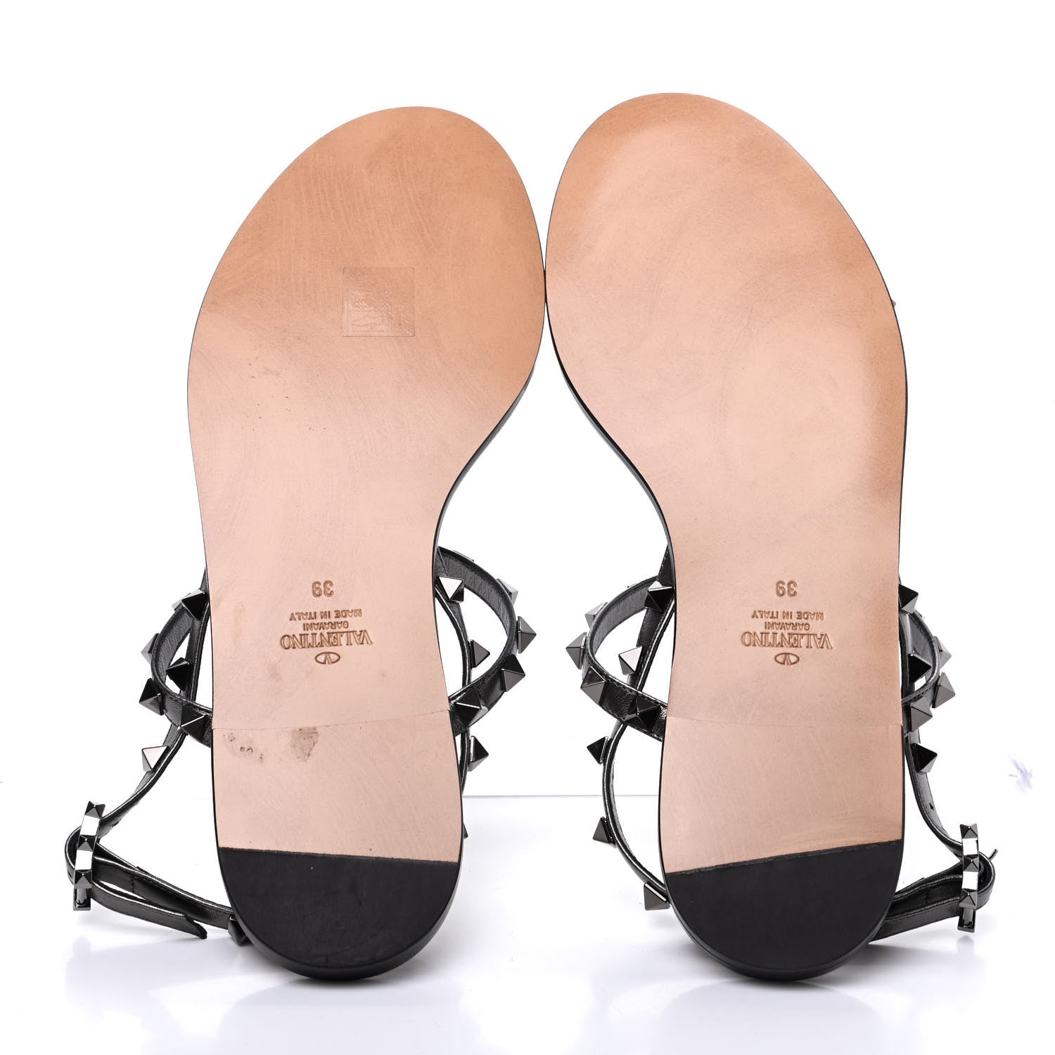 Valentino Garavani Metallic Nappa Rockstud T-Strap Slingback Flat Sandals 39 Rutenio 6 of 10