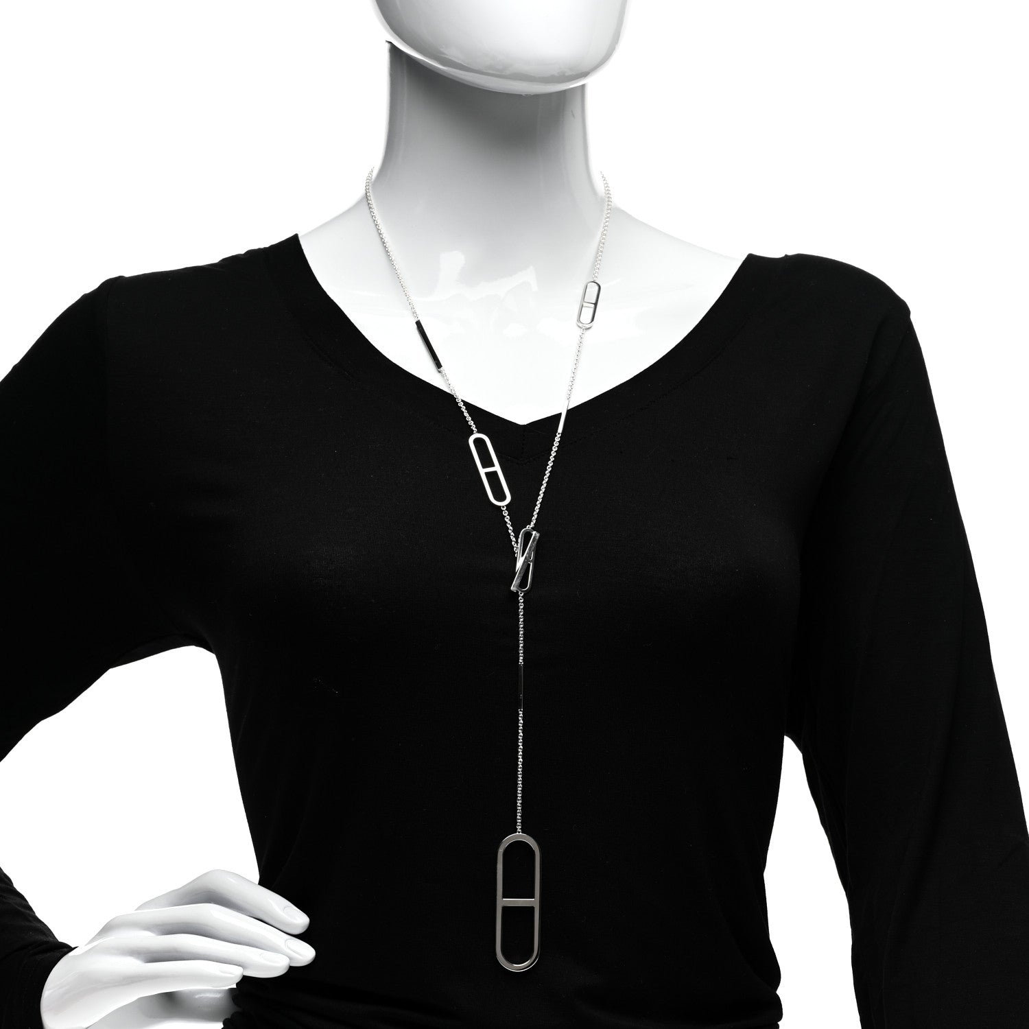 Hermes Sterling Silver Ever Chaine d'Ancre Long Lariat Necklace 1 of 2