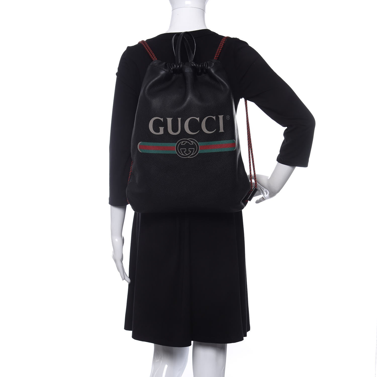 Gucci Calfskin Logo Drawstring Backpack Black 2 of 9