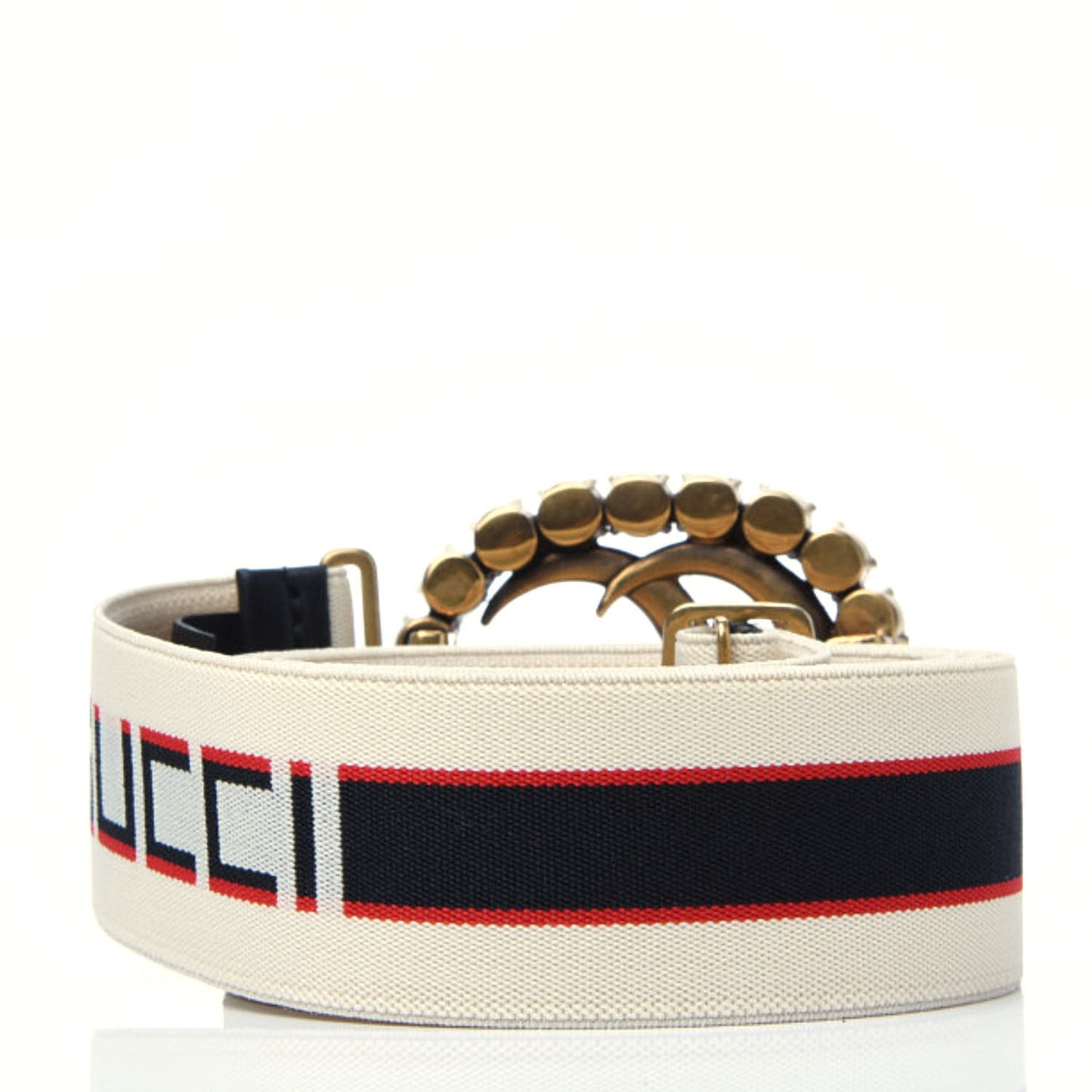 Jacquard Crystal Stripe Double G Belt 100 40 White