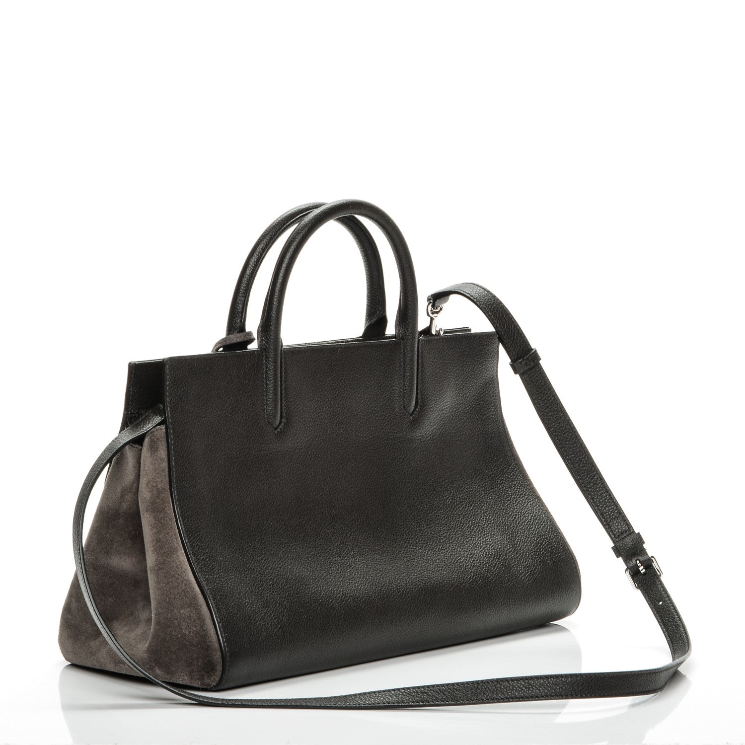 Saint Laurent Grained Calfskin Suede Small Cabas Rive Gauche Dark Anthracite 3 of 15