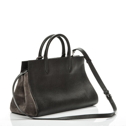 Saint Laurent Grained Calfskin Suede Small Cabas Rive Gauche Dark Anthracite 3 of 15