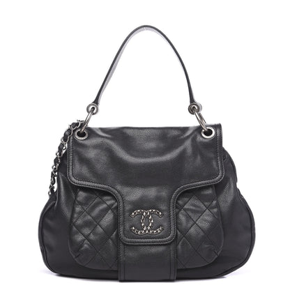 Chanel Glazed Caviar Coco Rider Flap Hobo Dark Grey 1 of 11