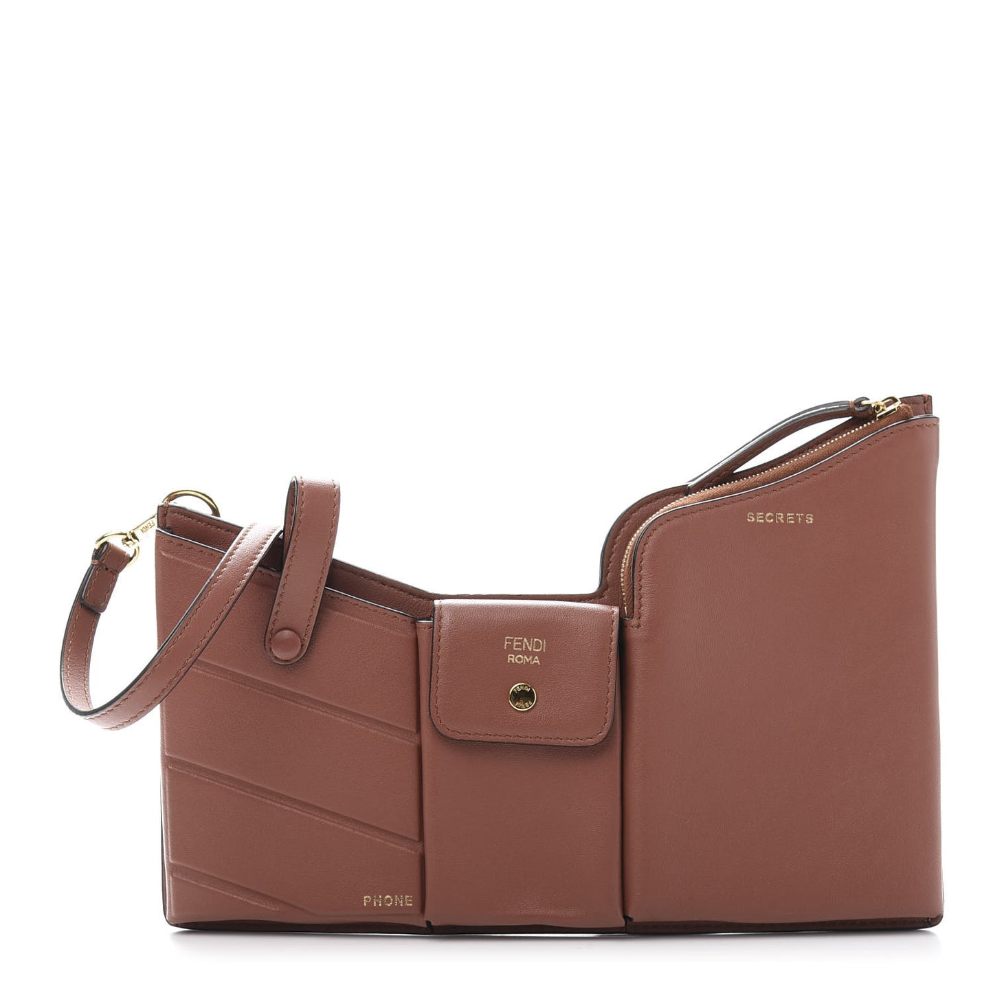 Vitello Grace Matte Mini 3 Pocket Mini Crossbody Bag Rust