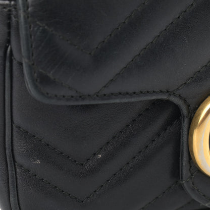 Gucci Calfskin Matelasse Super Mini GG Marmont Shoulder Bag Black 14 of 16