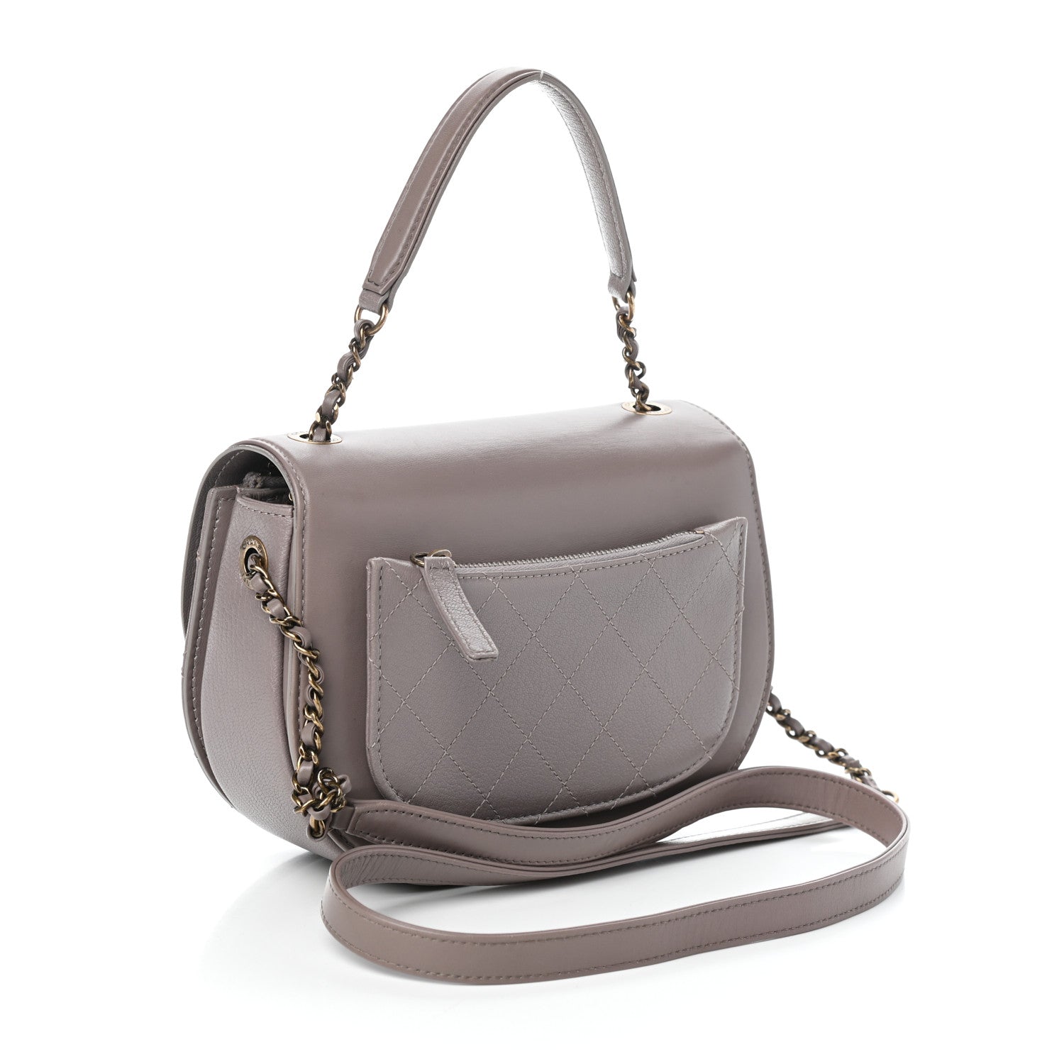 Chanel Shiny Calfskin Goatskin Quilted Small Coco Curve Messenger Flap Grey 3 of 10