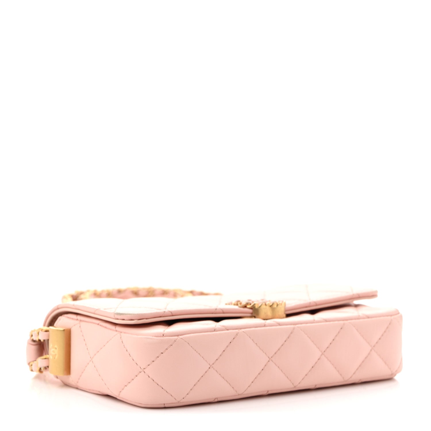 Chanel Crumpled Calfskin Quilted Braided CC Mini Flap Light Pink