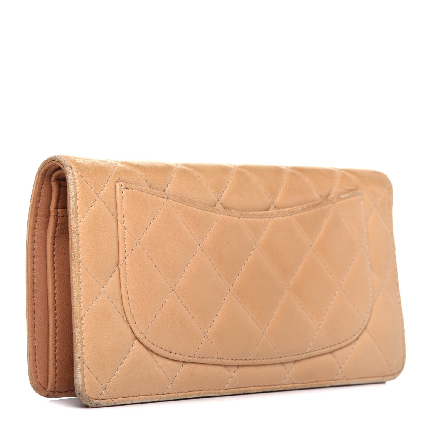 Lambskin Quilted Yen Wallet Beige