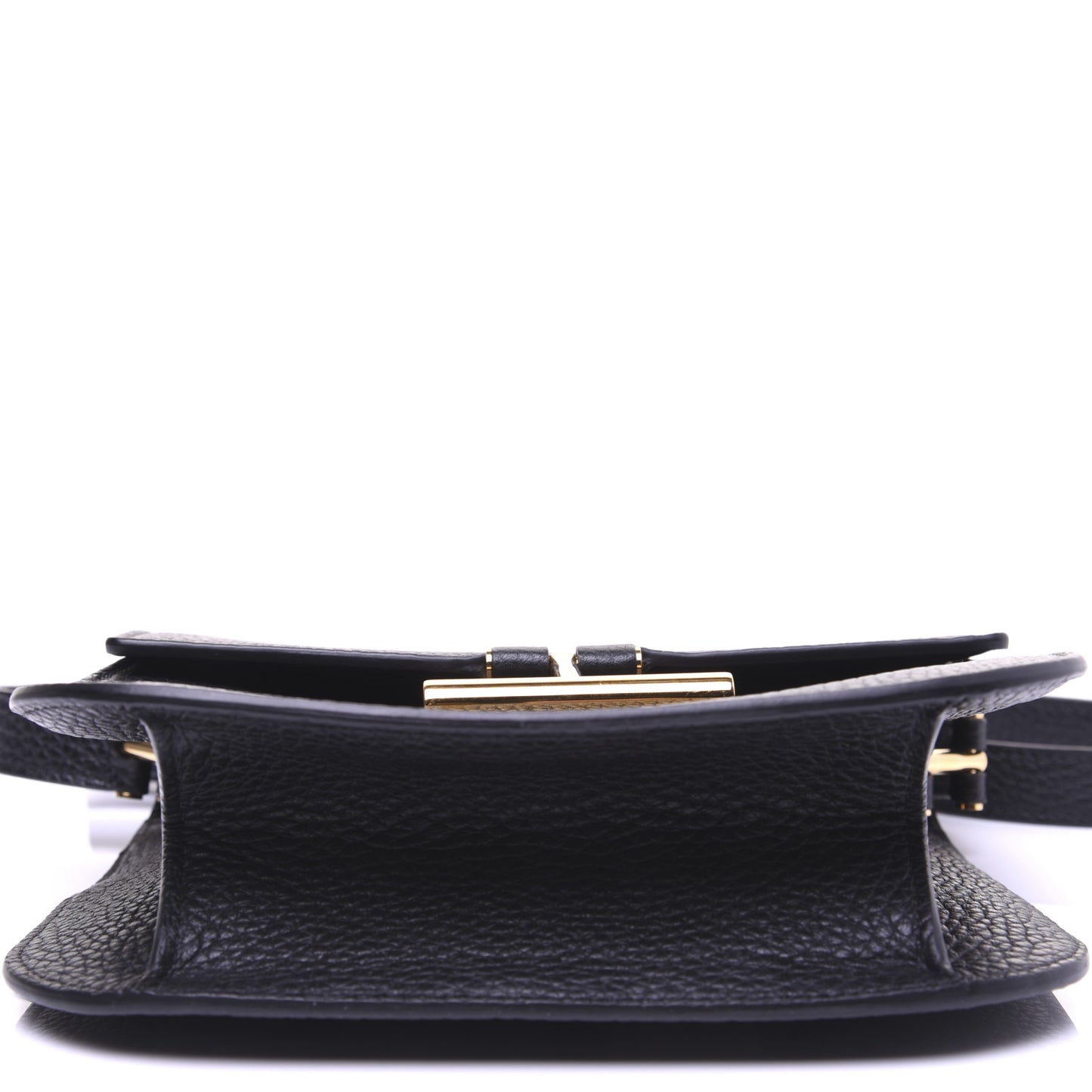 Grained Calfskin Small T Clasp Tara Crossbody Bag Black