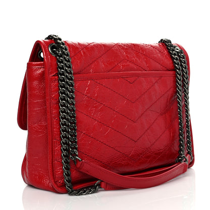 Saint Laurent Crinkled Calfskin Matelasse Monogram Medium Niki Chain Satchel Rouge Eros 2 of 13