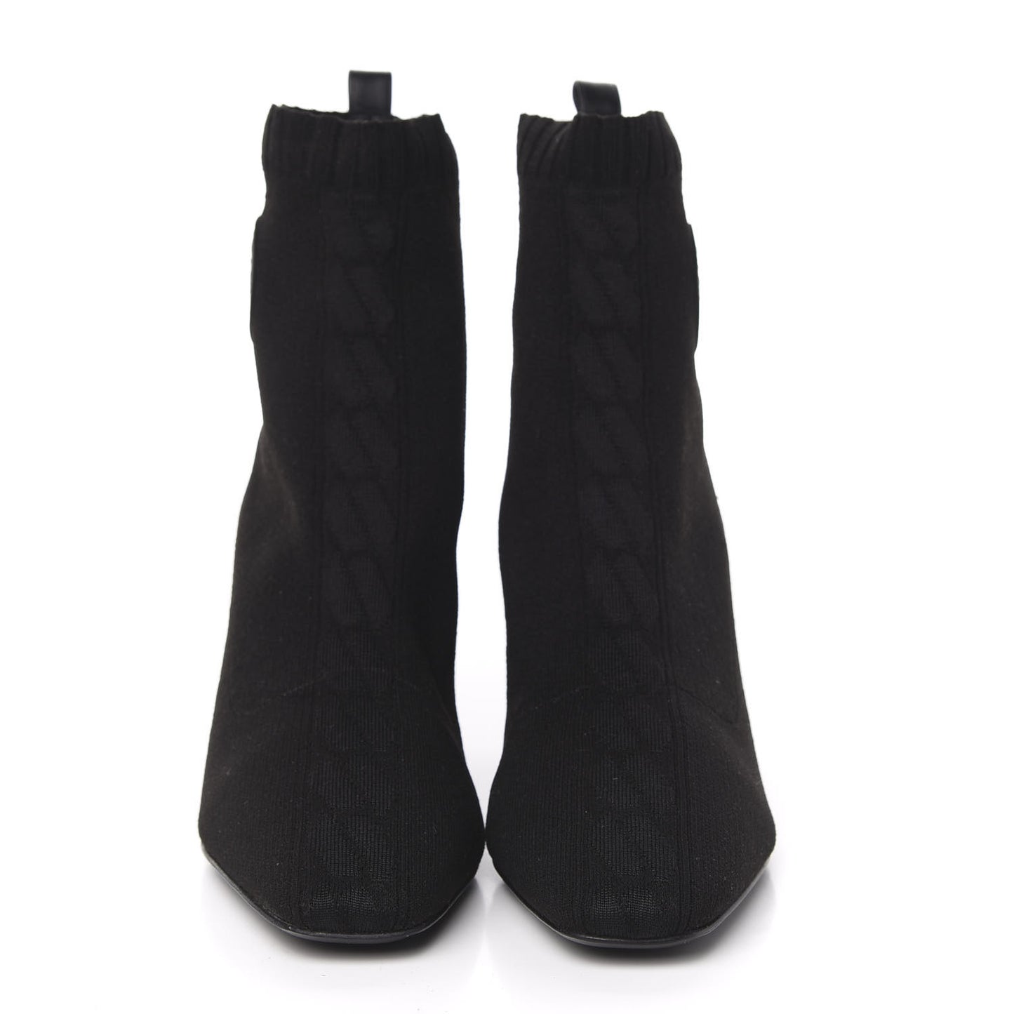 Knit Calfskin Volver Ankle Boots 38 Black