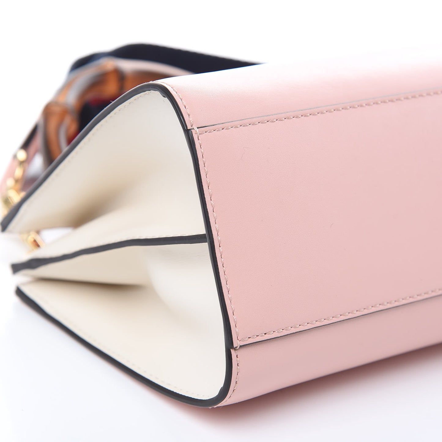 Nappa Bamboo Web Mini Nymphaea Top Handle Bag Perfect Pink Mystic White
