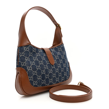 Gucci New Denim GG Monogram Calfskin Small Jackie 1961 Hobo Blue Tea Cuir 3 of 10