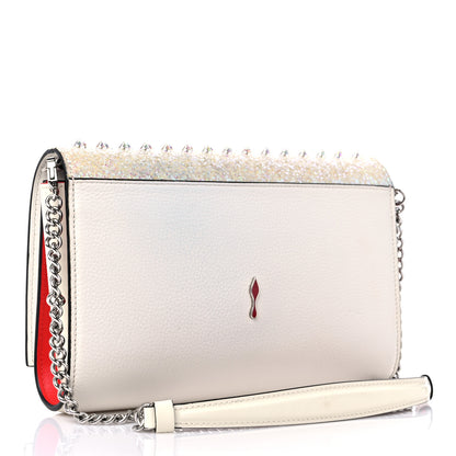 Christian Louboutin Calfskin Glitter Spikes Multimetal Paloma Clutch White 3 of 9