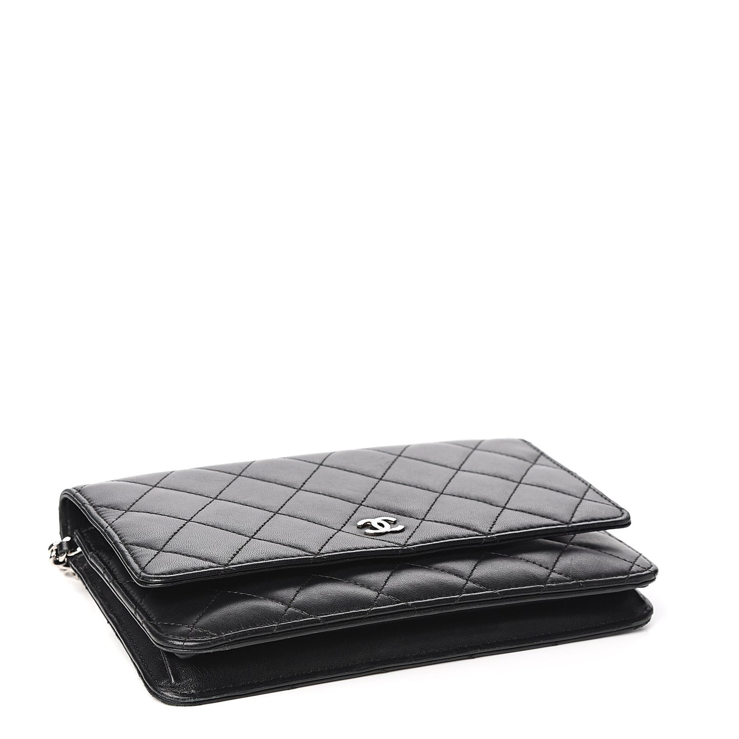 Lambskin Quilted Wallet On Chain WOC Black