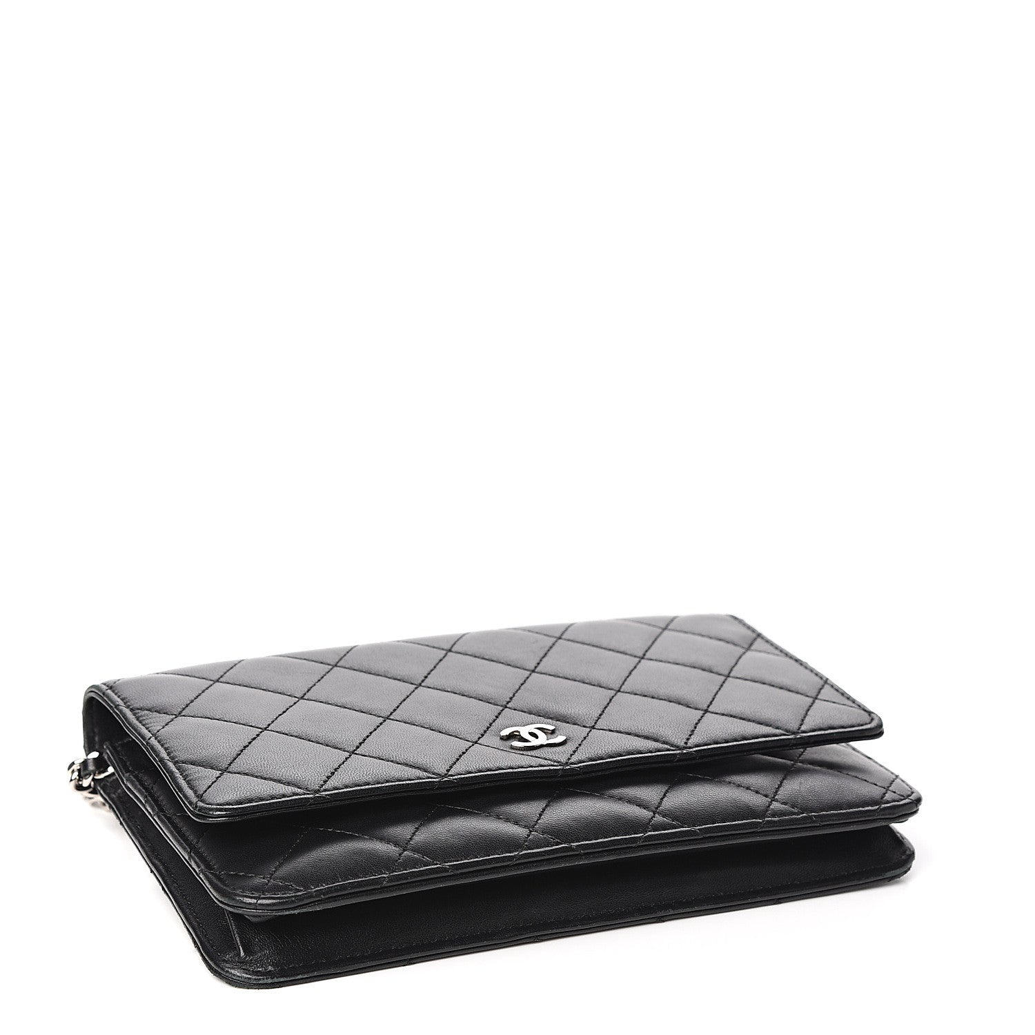 Chanel Lambskin Quilted Wallet On Chain WOC Black 3 of 10