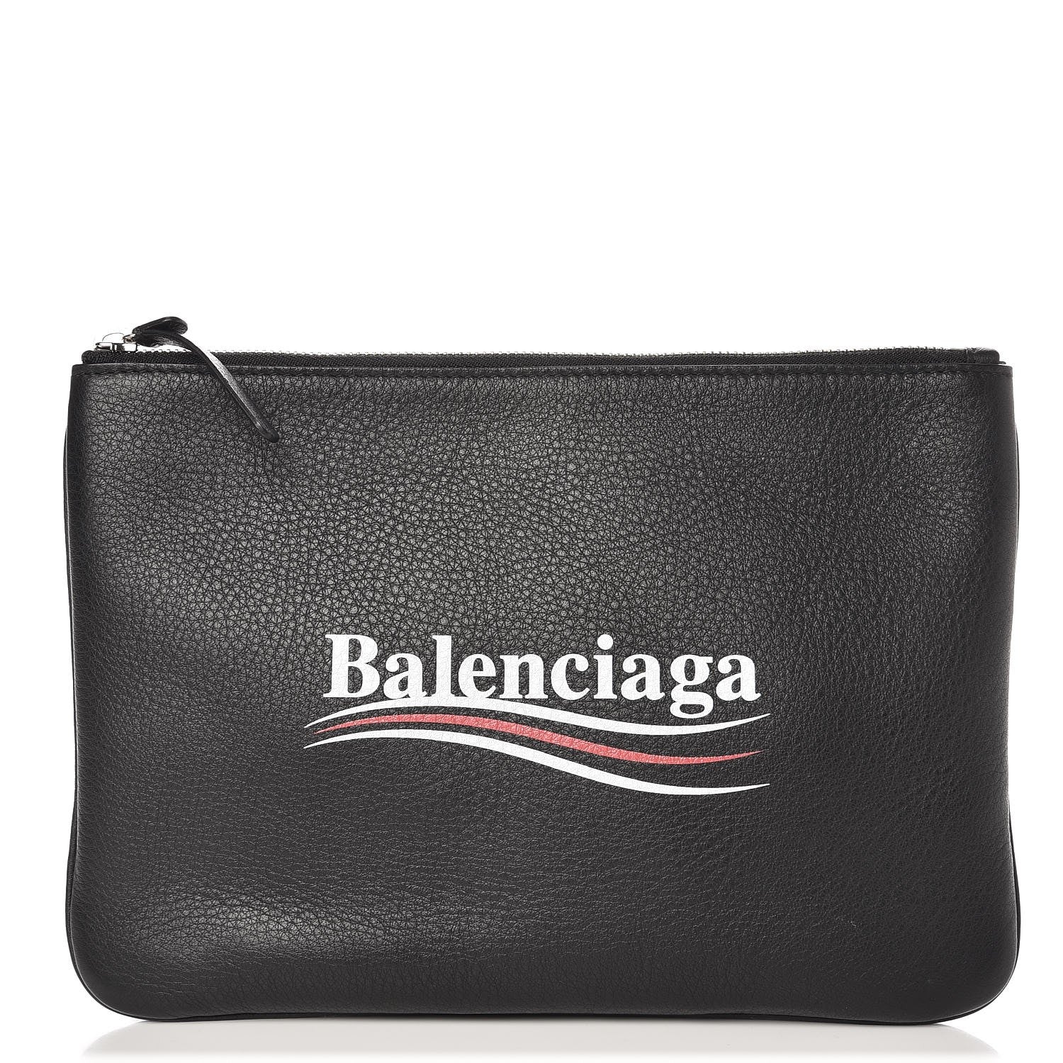 Balenciaga Calfskin Political Campaign Logo Pouch Black 1 of 7