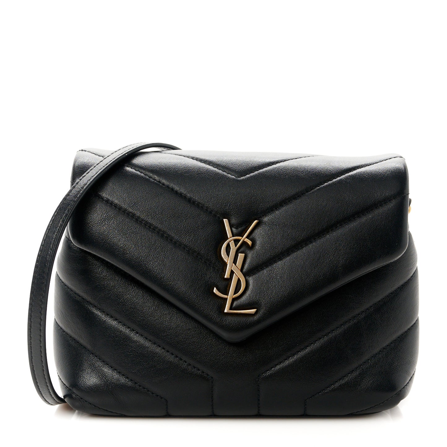 Calfskin Y Quilted Monogram Toy Loulou Crossbody Bag Black