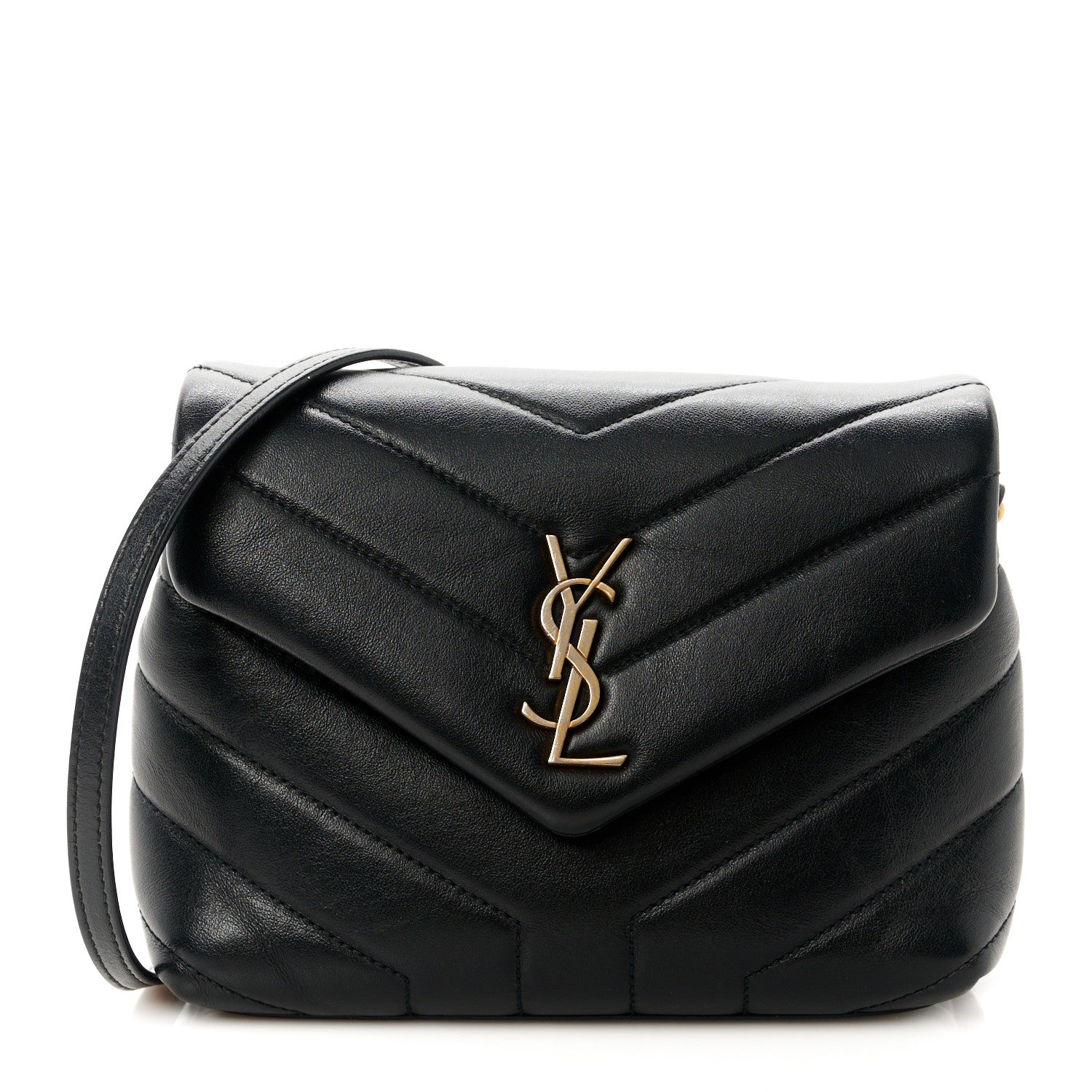 Saint Laurent Calfskin Y Quilted Monogram Toy Loulou Crossbody Bag Black 1 of 11