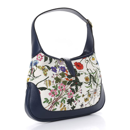 Gucci Canvas Flora Medium Jackie Hobo Blue Agata 3 of 10