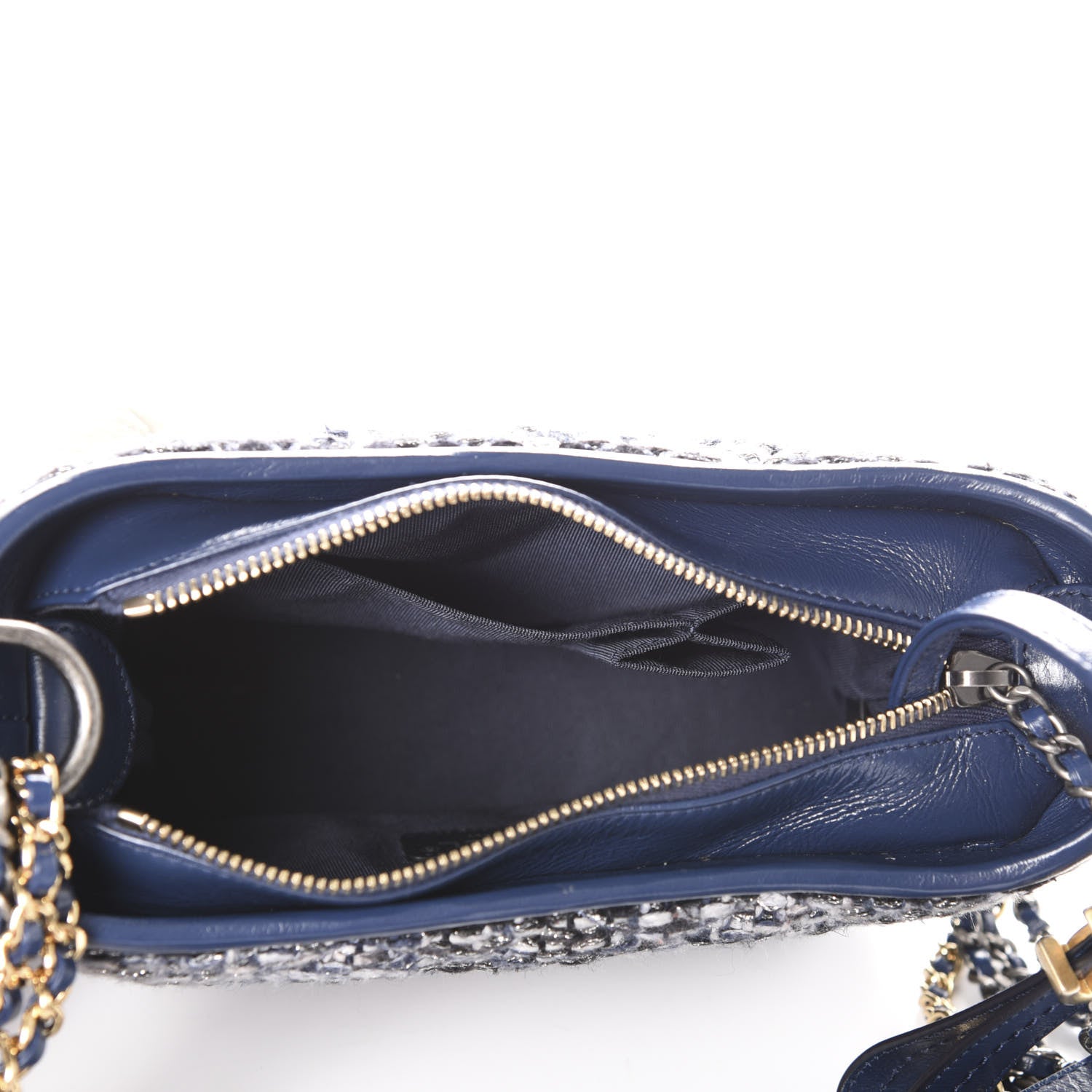Chanel Tweed Calfskin Small Gabrielle Hobo Blue 6 of 11