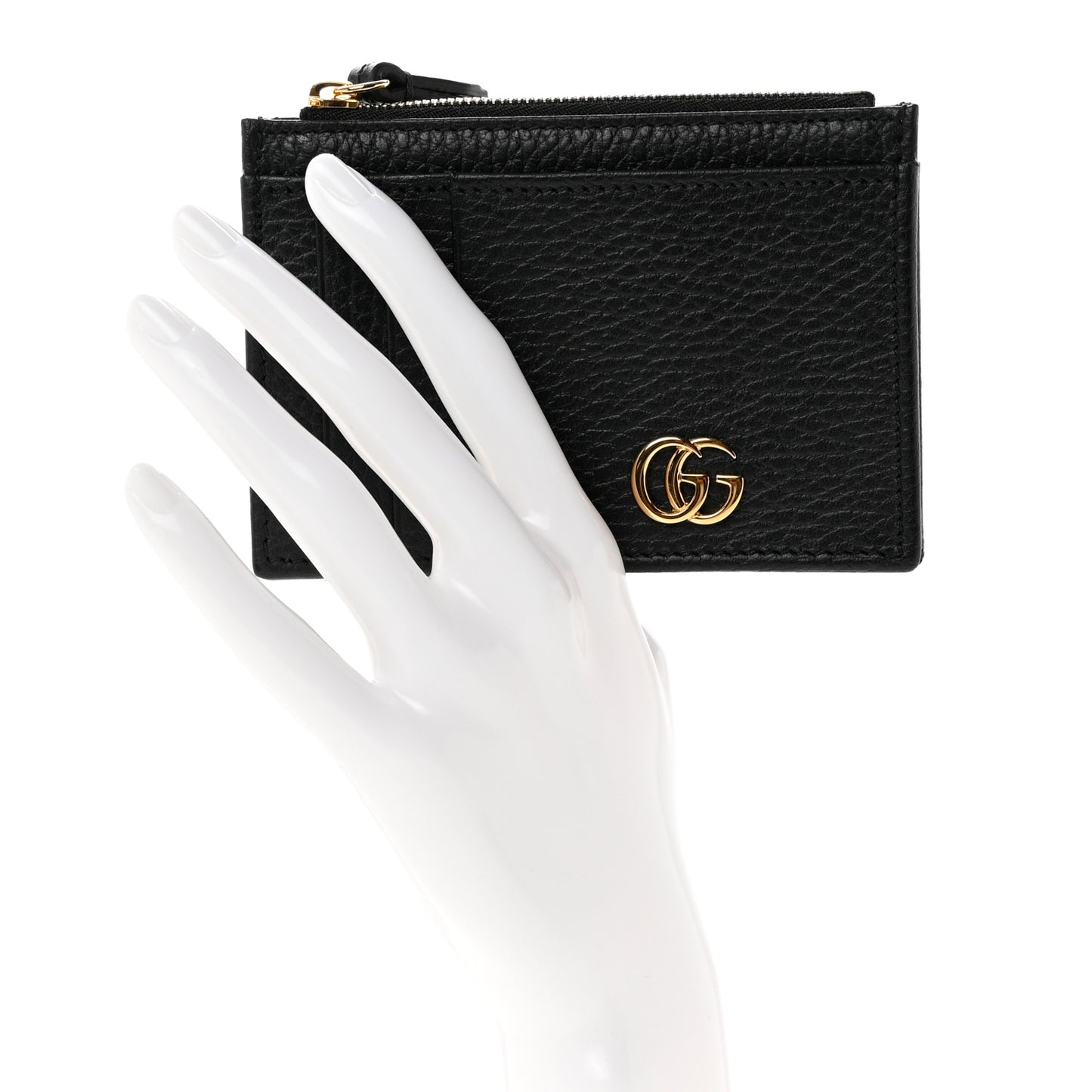 Dollar Calfskin GG Marmont Coin Case Card Holder Black